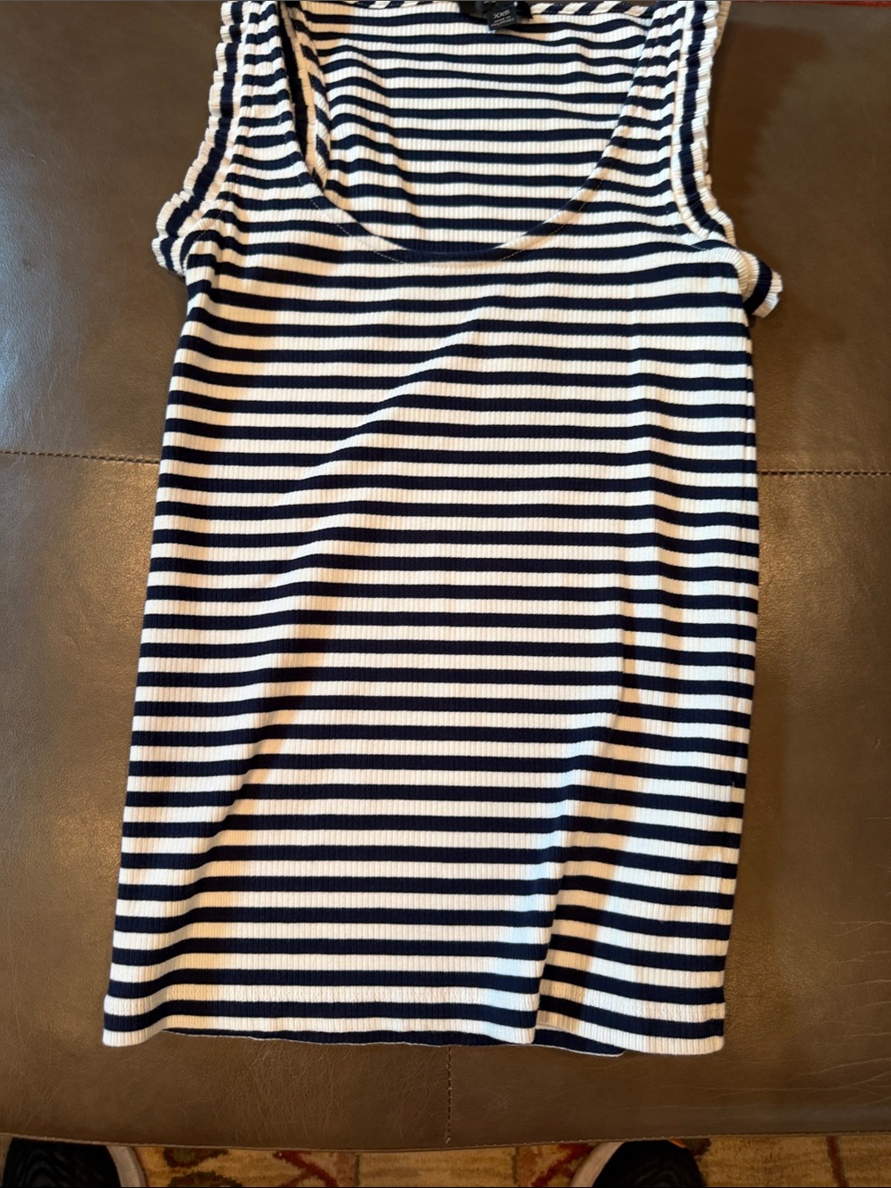 J. Crew Navy & White Striped Ribbed Tank